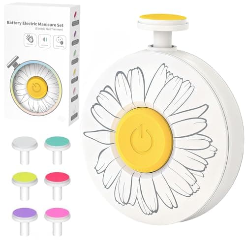 LETUENMI Baby Nail Trimmer Electric, Safe + Easy Baby Nail File, Baby Nail Clippers Nail Trimmer Kit for Newborn Infant Toddler, 6 Grinding Heads, Battery Operated (Battery Not Included) White — image 1