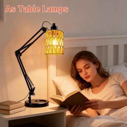 3 PACK Rattan Lamp Shades(4.7"×5.9"), Small Boho Pendant Light Shade, Handwoven Wicker hanging Lampshades For Chandeliers, Wall Sconces, Floor & Table Lamps view 7