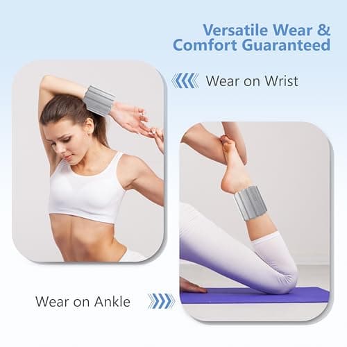 Wrist and Ankle Weights for Women & Men 2 Pack (1lb Each), Adjustable Silicone Wearable Arm & Leg Weights for Pilates, Gym, Yoga, Cardio, Strength Training view 4