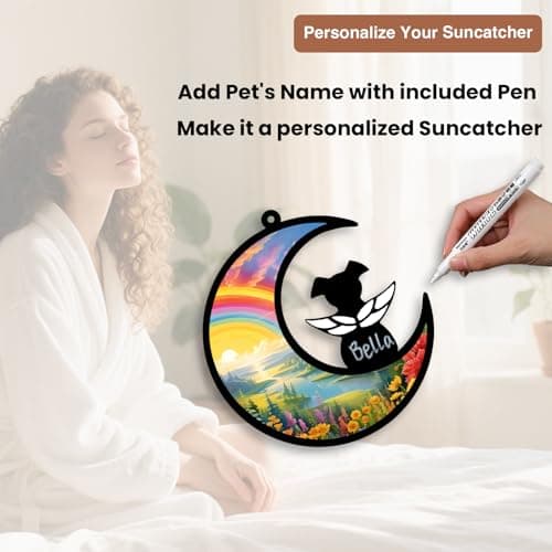 GDuolaPaws Personalized Dog Memorial Gifts for Loss of Dog, Pet Sympathy Suncatcher, Rainbow Bridge Dog Remembrance Gift, Dog Passing Away Ornament for Window Hanging (Rainbow River) view 3