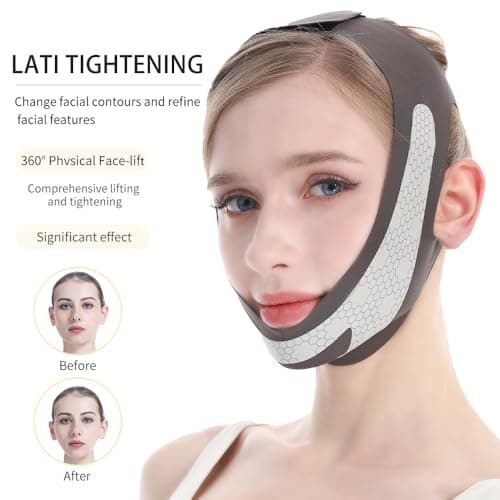 CGYISOL Graphene V Line Lifting Mask, Face Lifting Strap for Sleeping, Reusable & Adjustable Chin Strap for Jawline Lifting, Double Chin Lifting Straps for Women, Black view 3