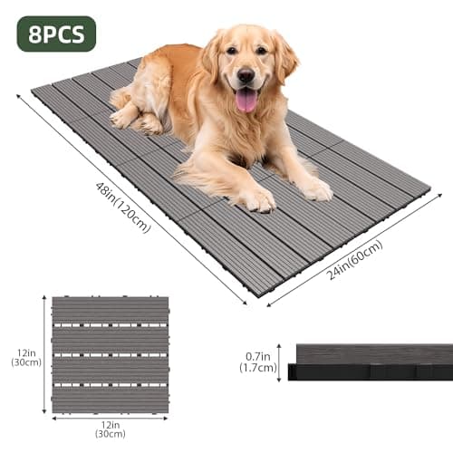 Summertrail Dog Kennel Flooring Outdoor Flooring Decking for Dog Waterproof Dog Training Platform, Portable Deck for Pet Enclosures (12 x 12 inches, 8PCS) view 3