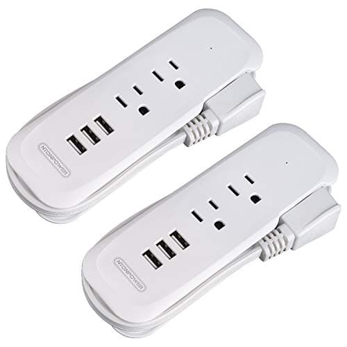 Travel Power Strip 2 Pack - NTONPOWER Power Strip with 2 Outlets and 3 USB, Portable Desktop Charging Station, 15 inches Short Extension Cord, Compact for Cruise Ship, Nightstand, Office, Home, Hotel