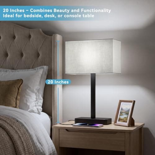 Touch Lamps for Nightstand Set of 2, Lamp for Bedroom Living Room with USB | 3 Way Dimmable, Night stands Lamps for Bedside, USB-A, TYPE-C, End Table & Desk Light, Modern Home Decor view 3