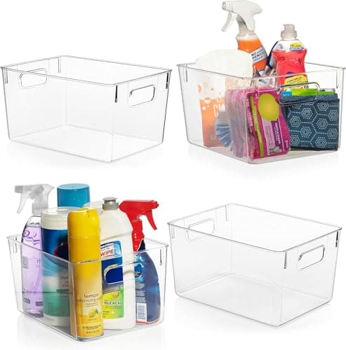 ClearSpace Clear Plastic Storage Bins – Pantry Organizers & Storage Containers, Cabinet Organizer - Home Organization Must Haves for Kitchen, Laundry Room, Office, Closet, Garage & Freezer view 1