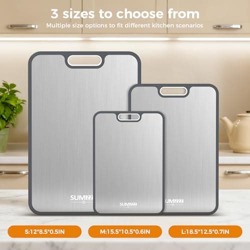 Titanium Cutting Board, Double Sided Food Grade Pure Titanium/PP, Cutting Board for Kitchen, Easy to Clean Large Size [18”*12.5”+15.5”*10.5”+12”*8.5”] view 5
