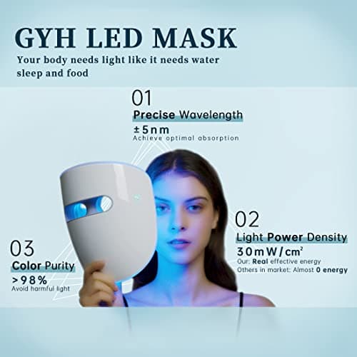 GYH 8-Color LED Face Mask Light Therapy, FSA-HSA Eligible, Cloud-SSS | Red Light Therapy for Face, Wireless High Dose Green, Blue, Infrared Mask for Skin Care & Anti-aging view 4