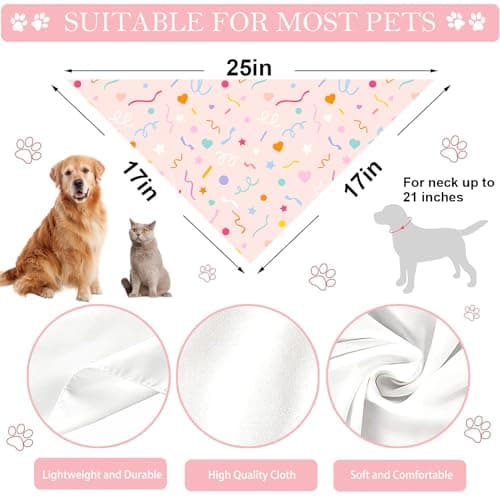 Happy Birthday Dog Bandanas, Double Sided Adjustable Birthday Party Pet Decorations 2 Pack Triangle Bibs Cat Scarf Set view 2