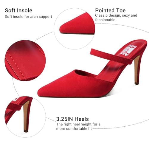 WIRALOMI Heeled Sandals for Women Pumps Closed Pointed Toe Heels Mule Heels Slip On Wedding Party Dress Shoes view 6