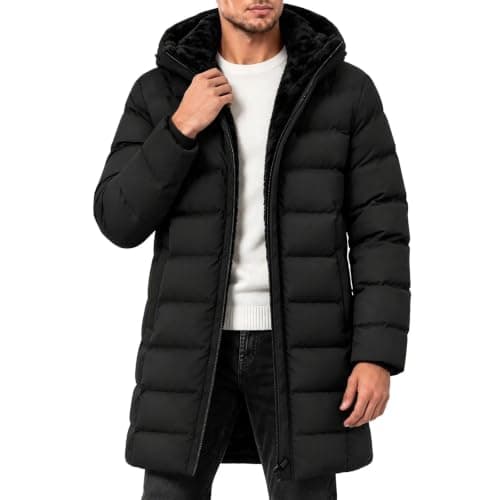 Men's Long Winter Coat Warm Fleece Lined Quilted Parka Jacket view 2