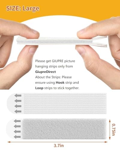 GIUPRE Picture Hanging Strips - 24-Pairs(48 Strips) Wall Sticky for Hanging Pictures on Wall Without Nails, Adhesive Picture Hangers Heavy Duty No Damage view 6