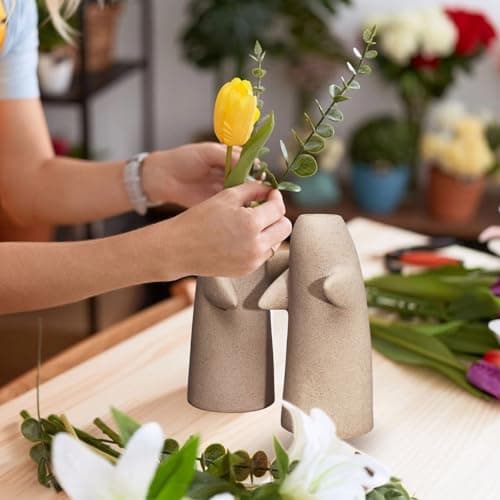 for Him – Embrace Ceramic Vase Set of 2, Clay Hugging Design Flower Vase, Minimalist Romantic Home Decor for Anniversary & Love Gifts view 4