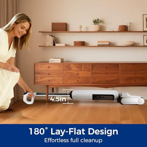 Wet Dry Vacuum Mop, 180°Lay-Flat Cordless Vacuum Mop All in One, Floor Cleaner Machine, 45 Minutes Long Runtime Electric Mop, 158℉ Self-Cleaning, Edge Cleaning, Self-Propelled Vacuum Mop Combo view 4