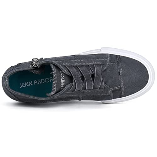 JENN ARDOR Wedge Sneakers for Women Fashion Canvas Shoes Casual Platform Hidden Heel Womens Slip On Sneaker Non Slip Side Zipper view 6