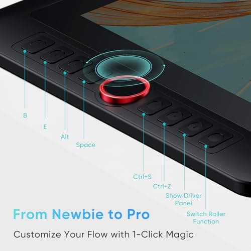 XPPen 13.3" Drawing Tablet with Screen-Artist13.3 Pro V2 16384 Pressure Pen, 8 Shortcut Keys & Red Dial for Digital Art, Graphic Designer, Animation | Mac, PC, Android Compatible | Beginner to Pro view 4