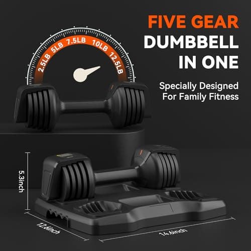 Smart Adjustable Dumbbell Set - Pair with Stand - Quick Adjustment, Secure Grip - Compact Home Gym Training Dumbbells for Men & Women with Voice Reminder & Motion Sensing Functions - 25LB view 6