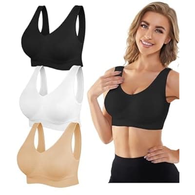 YADIFEN Womens Sports Bras, 3/4/6 Pack Wireless Comfortable Seamless Sleep Yoga Sports Bras for Women with Removable Pads