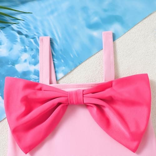 YWFSHOP Baby Girl Swimsuit Infant Swimwear Toddler Girls One Piece Color Block Ruffle Bow Summer Beach Tankini Bathing Suit view 3