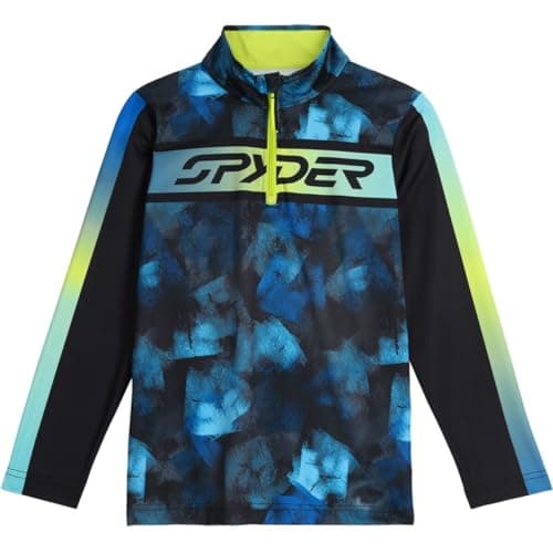 Spyder Boys' Jacobs 1/2 Zip (Big Kid), Cobalt Block Camo