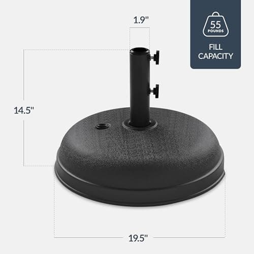 Best Choice Products Fillable Umbrella Base Stand Round Dome Plastic Patio Umbrella Base Stand, Pole Holder for Outdoor, Lawn w/ 55lbs Weight Capacity, Adjustment Knob - Black view 2