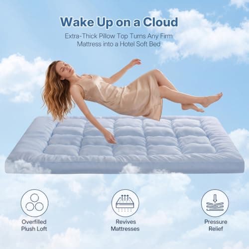 Nisleep Mattress Topper Queen Pillow Top Soft Plush for Back Pain | Fluffy Comfort Soft, Plush Cushioning, Queen Bed Fit, Breathable Airy Fiber Fill, Anchor Straps, Secure Fit, Less Shifting view 4