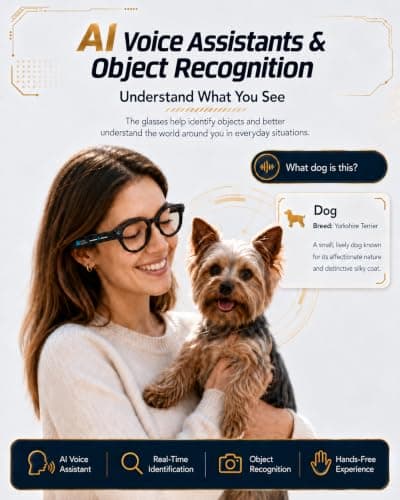 AI Glasses with Camera, 8MP & 4K Video, Camera Glasses for Men Women | Object Recognition, Real-Time Translation, Open-Ear Audio, Bluetooth Calling & Smart AI Features, Black, 3 Lenses view 6