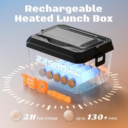 Lavsonic 100W Heated Lunch Box for Adults, 6.3 Cups Food Grade Stainless, Automatic Scheduled Heating, Portable Food Warmer for Truckers, Construction, Work with Insulated Bag, Black view 3