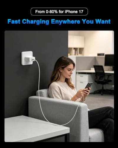 iPhone 18 17 16 Pro Max Charger Fast Charging 10FT, 20W USB C Charger Block | 2 Pack 20W Type C Charger with 10FT Long USB-C to USB-C Woven Charge Cable for iPhone Duo/18 Pro/18 Pro Max/17 16 15 Pro Max view 6