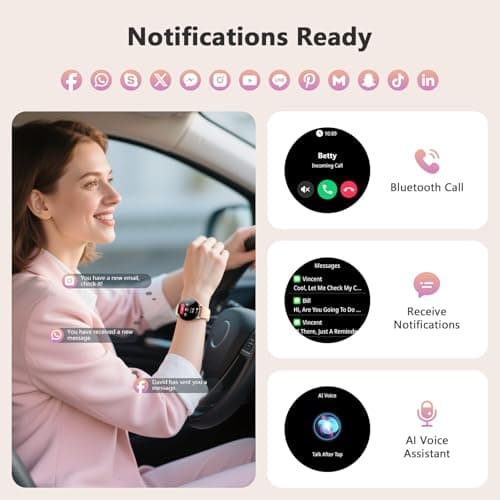 Blackview Smart Watch for Women(Make/Answer Calls), 1.43''AMOLED Touchscreen Fitness Tracker with 100+ Sports Modes, Heart Rate/SpO2/Sleep Monitor/2 Straps, Smartwatch for iPhone & Android view 3