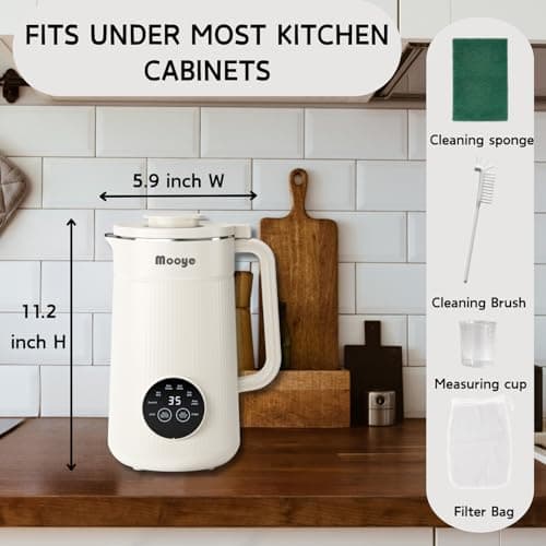 Mooye Automatic Nut Milk Maker Machine, 8 in 1 Soy Milk Maker, 35 oz Almond Machine Maker, 12-Hour Delay, Keep Warm, Non Dairy Beverages, Juice/Rice Paste/Clean/Milk Shake, 800W Heating, Self Cleaning view 2