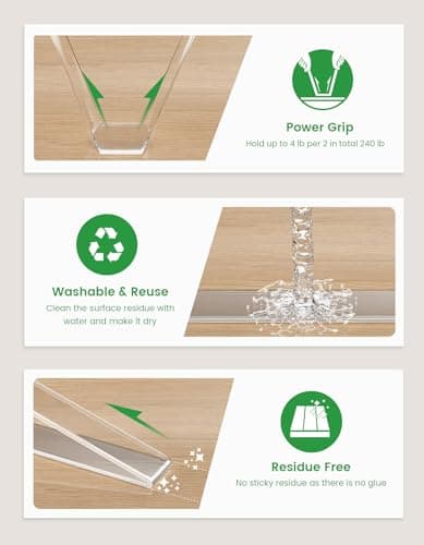 PAGFAER Double Sided Tape Heavy Duty, Double Sided Mounting Nano Tape 16.4FT, Clear & Tough Two Sided Adhesive Tape, Removable Picture Hanging Strips for Wall, Poster, Carpet, Home Office, 2 Pack view 3