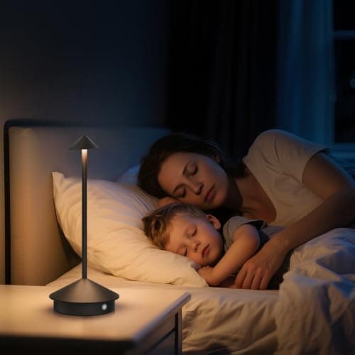 2 Pack Cordless Table Lamp, 6000mAh Rechargeable Battery Operated Desk Lamp, Portable Table Light,3 Color Stepless Dimming Up,for Restaurant, Bedroom, Patio，Outdoor Camping, Coffee Shop, Night Light view 3