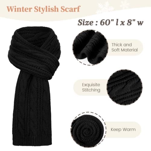 Winter Hat Scarf and Gloves Set Women Men 3-In-1 Set Knit Warm Soft view 3