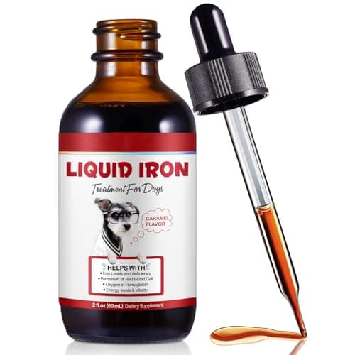 Liquid Iron Drops for Dogs,Iron Supplements for Dogs with Folate & Vitamin B12, Promotes Blood Health, Improve Anemia, Low Enery Levels and Lethargy, Caramel Flavor -60ml — image 1