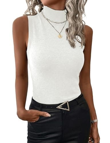 LaGracia Womens Mock Neck Sleeveless Sweater for Women Summer Sweaters Business Casual Wool Blend Tank Tops — image 1