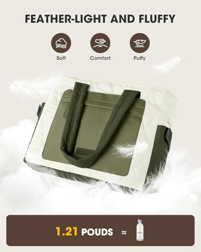RAINSMORE Work Tote Bag for Women, Puffer Laptop Tote Bag for Teacher Large Lightweight Quilted Travel Bag with Cup Holder view 5