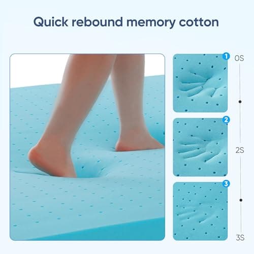 3 Inch Queen Size Gel Memory Foam Mattress Topper High Density Cooling Pad Pressure Relief Bed Topper with Removable & Washable Cover - Nanoocool™ view 6