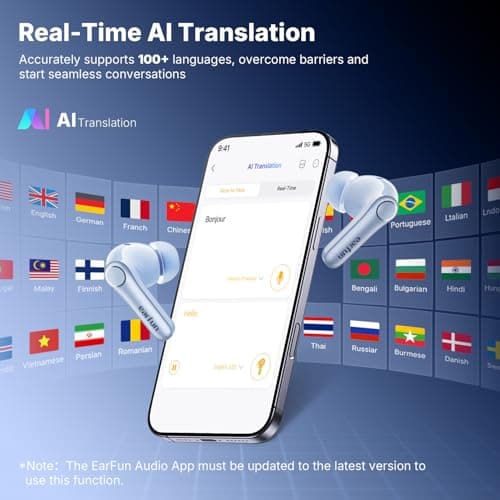 EarFun Air Pro 4+ Adaptive Noise Cancelling Wireless Earbuds, Qualcomm aptX Lossless, Dual Drivers, Translation Earbuds, Snapdragon Sound, 6 Mics AI Clear Call, Hi-Res Sound, Bluetooth 6.0, 54H, Blue view 5