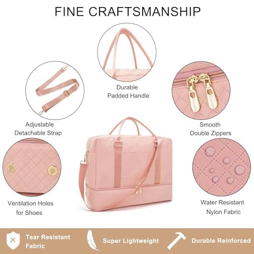 Travel Duffle Bag for Women Carry on Bags Overnight Weekender Bags Toiletry Hospital Gym Bag with Shoe Compartment 3pcs Set view 3