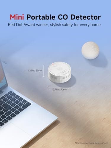 Heiman Carbon Monoxide Detector, Nano-Sized Portable CO Alarm Battery Powered, UL2034 5th Certified, 10-Year Battery Figaro Sensor, Test Button, Small Firm Alarm for Home Travel Vehicle RV view 5