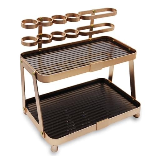 YUPER Bathroom Countertop Organizer, 2-Tier Vanity Organizer With Makeup Brush Holder, Large Countertop Tray for Skincare, Perfume, Cosmetics, Bathroom Sink Organizer Countertop view 3