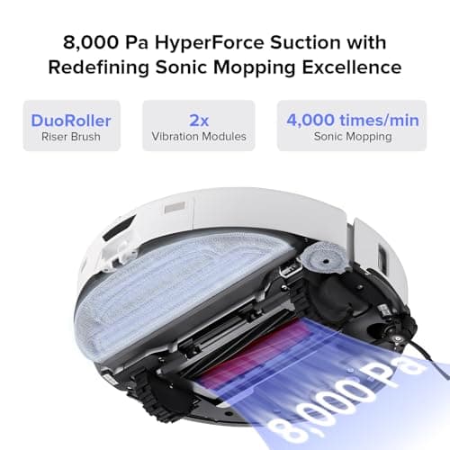 roborock S8 Max Ultra with Auto Water Refilling and Drainage System Robot Vacuum and Mop, FlexiArm Design, Smart Dirt Detection, Self-Emptying, 8000Pa Suction for Various Floors, Pet Hair, White view 6