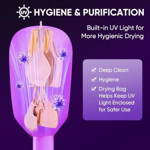 Portable Dryer for Clothes, 3/6/9-Hr Timer, Fragrance Disc, UV Clean Light view 3