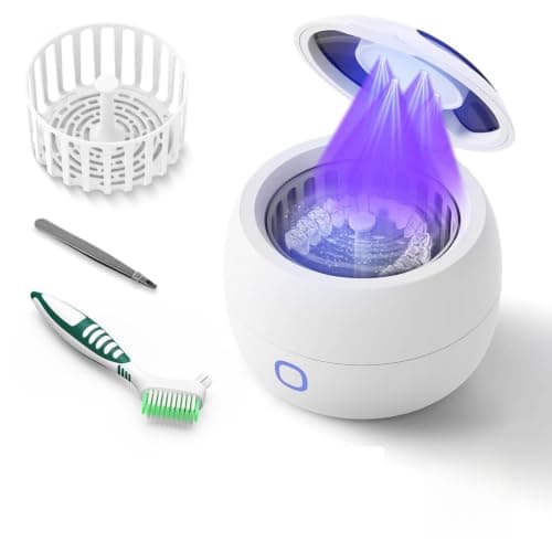 Ultrasonic Retainer Cleaner Machine 45kHz, Dental Ultrasonic Care Cleaner | for Night Guards, Mouth Guards, Dentures – 24W Dental Ultrasonic Cleaner with 4 Modes, 200ML — image 1