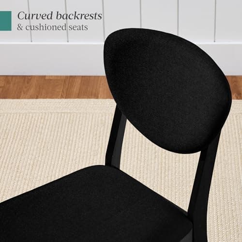 Best Choice Products Dining Chairs Set of 2, Mid-Century Modern Upholstered Wood, Armless w/Seat Cushion, Padded Backrest - Black/Black view 5