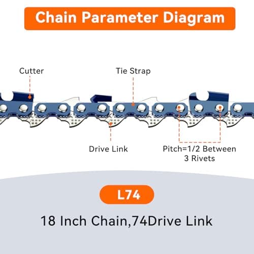 18 Inch Chainsaw Chain L74, .063" Gauge, .325" Pitch, 74 Drive Links Fits for Stihl MS271 and More 26rm374 (3 Chains） view 4