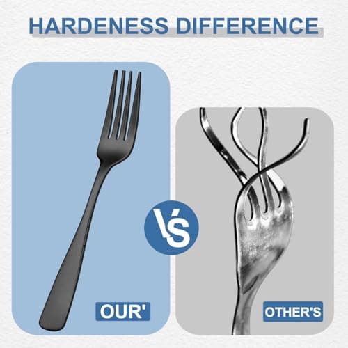 BEWOS 20 Piece silverware set - Service for 4, Black Stainless Steel Silverware Set with Mirror Polishing, Including Knives, Forks and Spoons, Dishwasher Safe, Flatware Set Suitable for Home Kitchens view 3