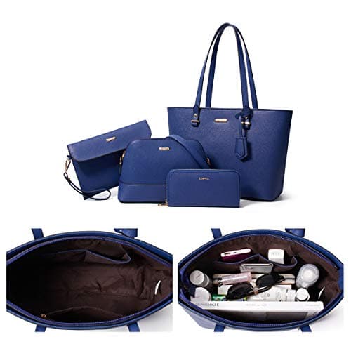 Women Fashion Synthetic Leather Handbags Tote Bag Shoulder Bag Top Handle Satchel Purse Set 4pcs view 4