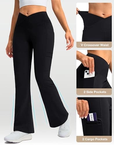 Women's Fleece Lined Pants Winter Thermal Flare Leggings view 5
