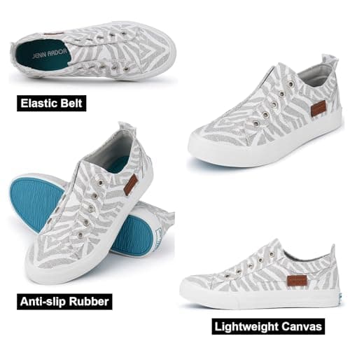 JENN ARDOR Womens Slip On Fashion Sneakers No Laces Comfortable Casual Low Canvas Sneakers Flats Walking Shoes view 5